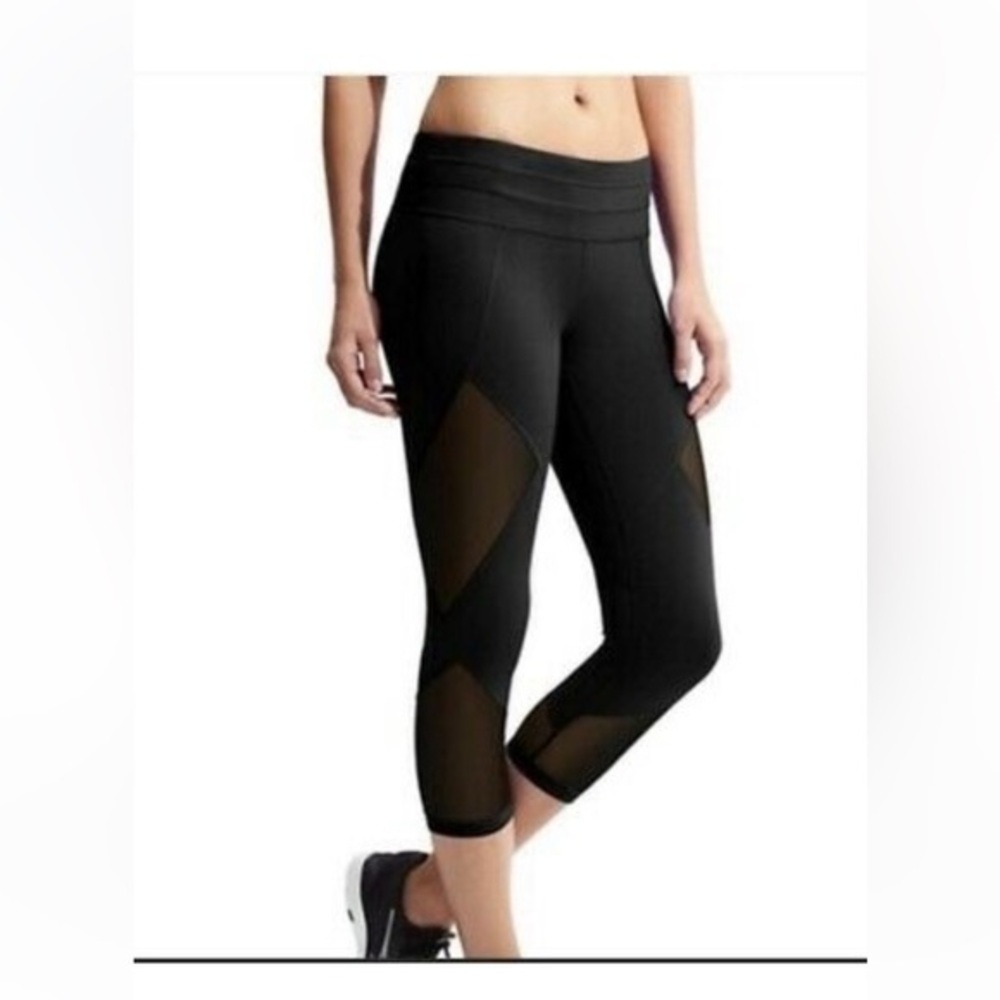 Athleta Navy Blue Mesh Sonar Capri Small Running Gym Compression​